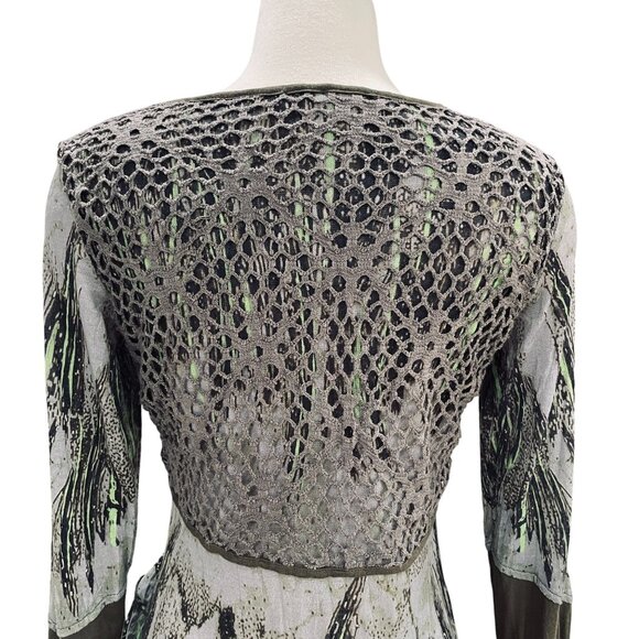 Adam Jacobs Boho Tunic Top XS Artsy Layered Mesh Long Sleeve Festival Grunge - Picture 11 of 12